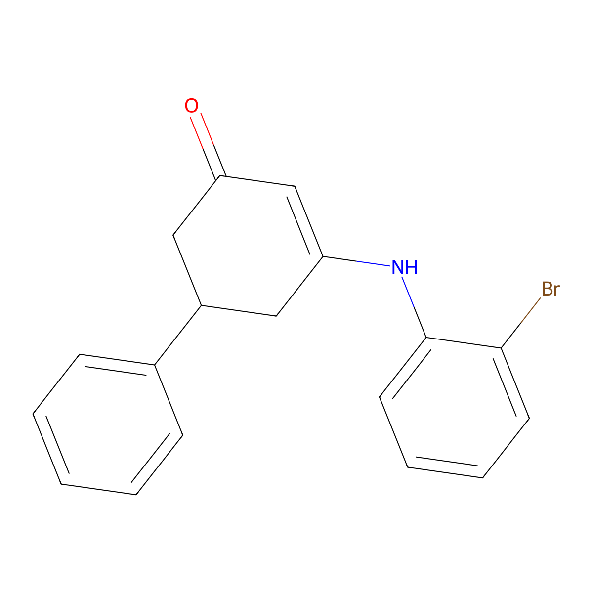 3-[(2-Bromophenyl)amino]-5-phenylcyclohex-2-en-1-one molecular structure, CAS 1020252-06-5