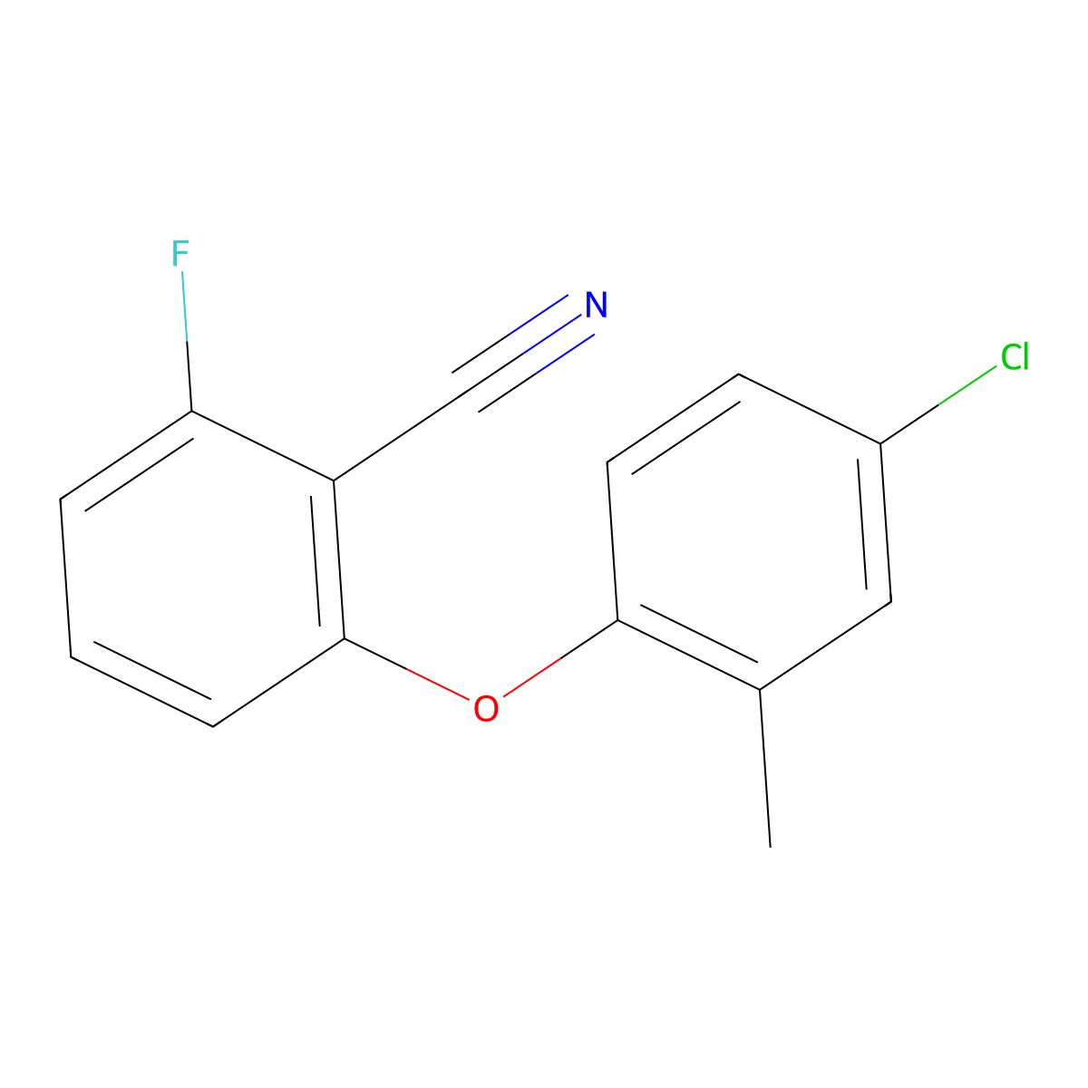 2-(4-Chloro-2-methylphenoxy)-6-fluorobenzonitrile molecular structure, CAS 1020252-17-8
