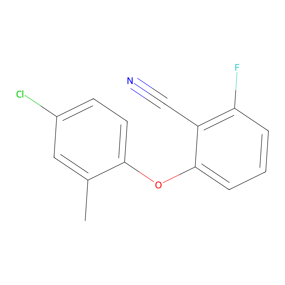 2-(4-Chloro-2-methylphenoxy)-6-fluorobenzonitrile molecular structure, CAS 1020252-17-8