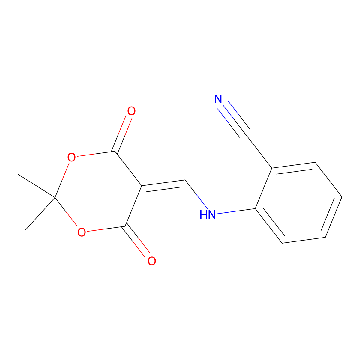 2-(((2,2-Dimethyl-4,6-dioxo-1,3-dioxan-5-ylidene)methyl)amino)benzonitrile molecular structure, CAS 1020252-22-5