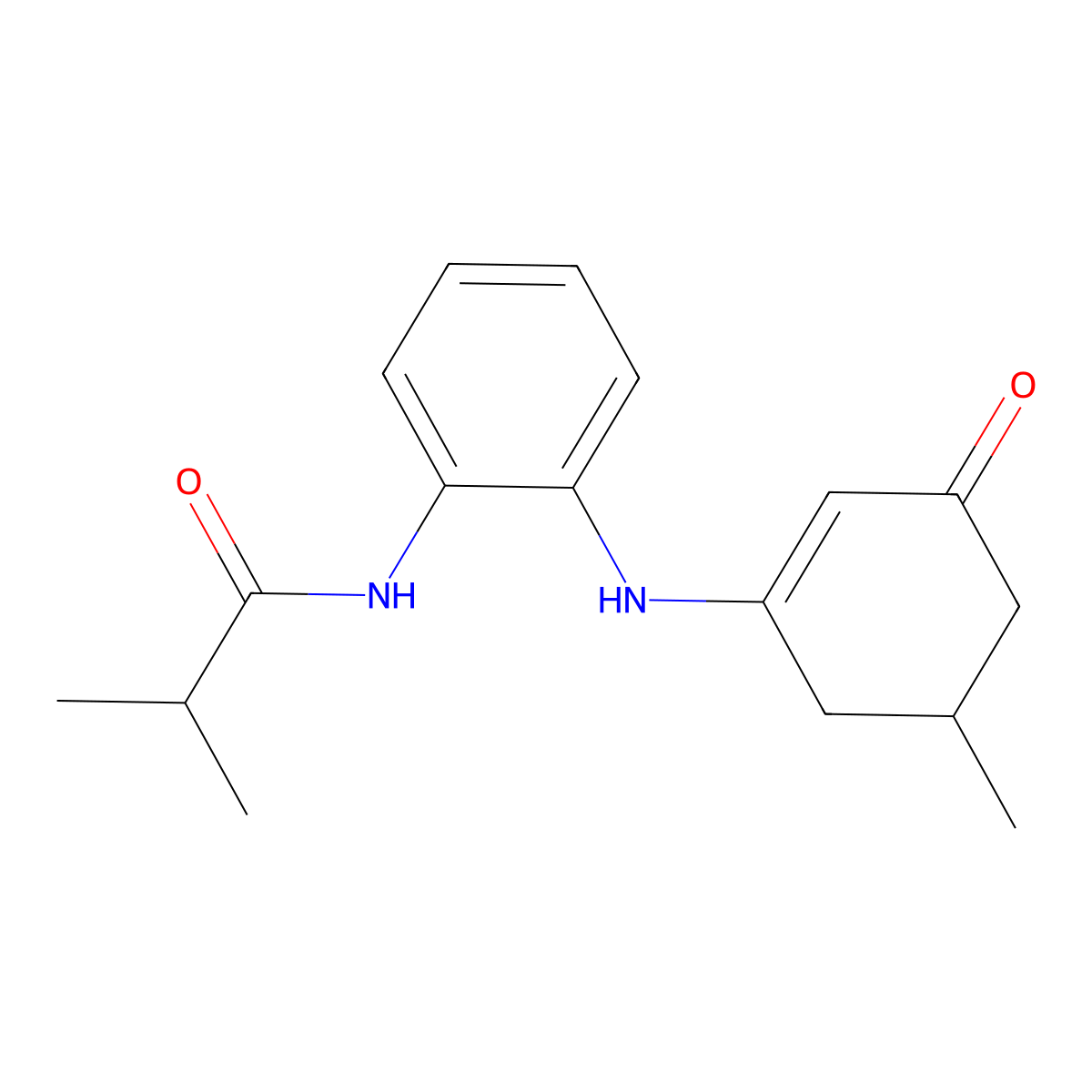 2-methyl-N-[2-[(5-methyl-3-oxocyclohexen-1-yl)amino]phenyl]propanamide molecular structure, CAS 1020252-25-8