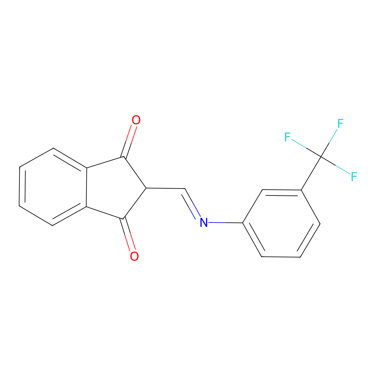 2-[[3-(Trifluoromethyl)phenyl]iminomethyl]indene-1,3-dione molecular structure, CAS 1020252-37-2
