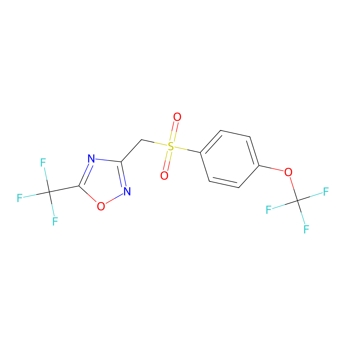 3-[[4-(Trifluoromethoxy)phenyl]sulfonylmethyl]-5-(trifluoromethyl)-1,2,4-oxadiazole molecular structure, CAS 1020252-42-9