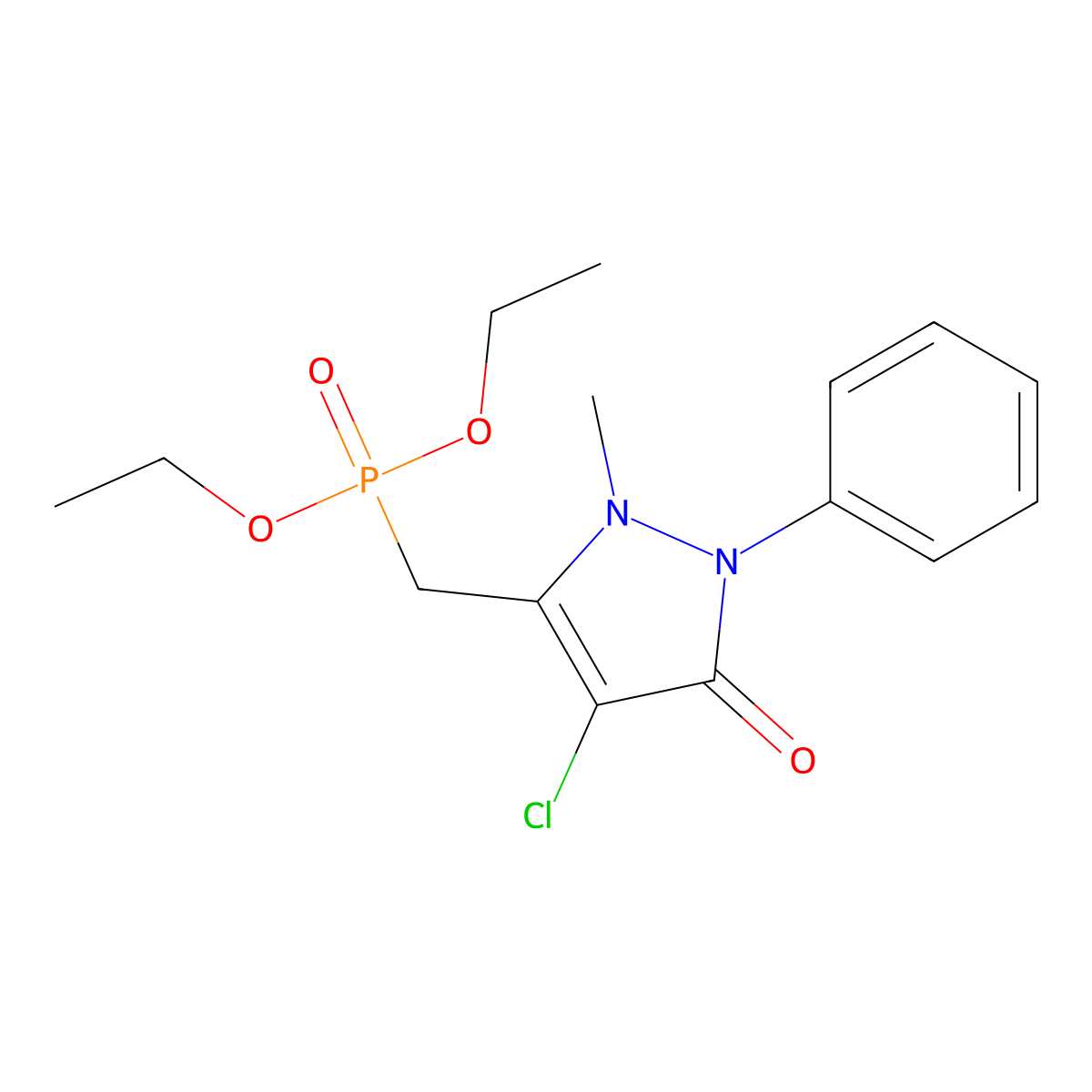 4-Chloro-5-(diethoxyphosphorylmethyl)-1-methyl-2-phenylpyrazol-3-one molecular structure, CAS 1020252-43-0