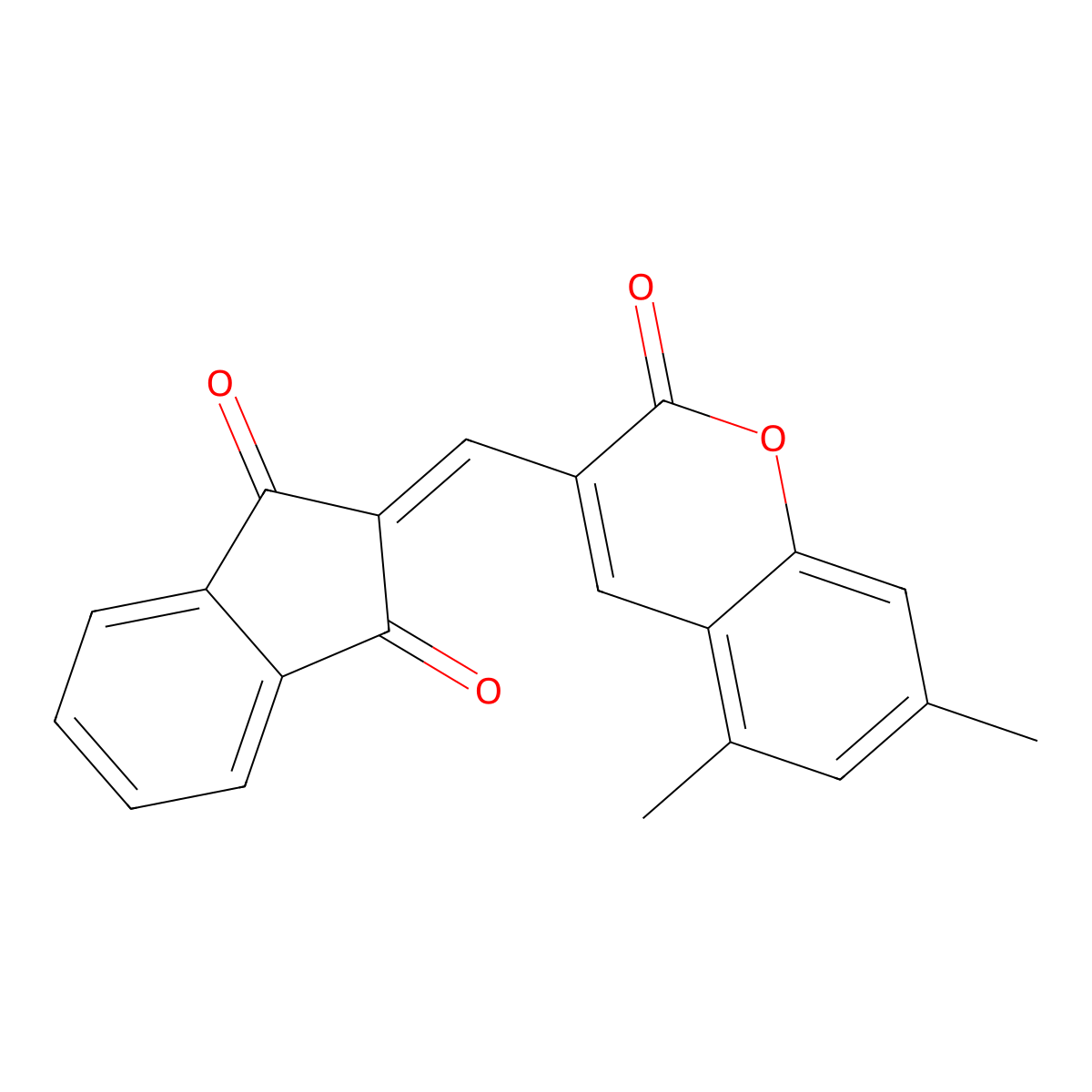 2-[(5,7-dimethyl-2-oxo-2H-chromen-3-yl)methylene]-1H-indene-1,3(2H)-dione molecular structure, CAS 1020252-45-2