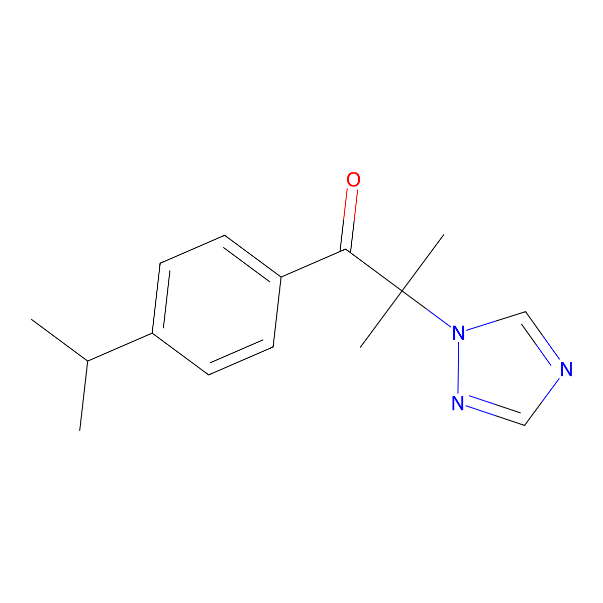2-methyl-1-[4-(propan-2-yl)phenyl]-2-(1H-1,2,4-triazol-1-yl)propan-1-one molecular structure, CAS 1020252-48-5