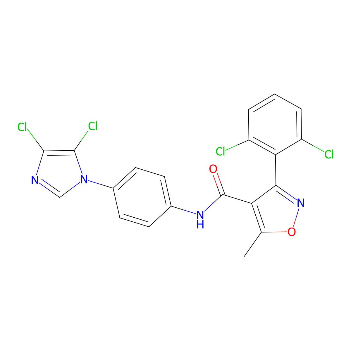N-[4-(4,5-dichloroimidazol-1-yl)phenyl]-3-(2,6-dichlorophenyl)-5-methyl-1,2-oxazole-4-carboxamide molecular structure, CAS 1020252-49-6