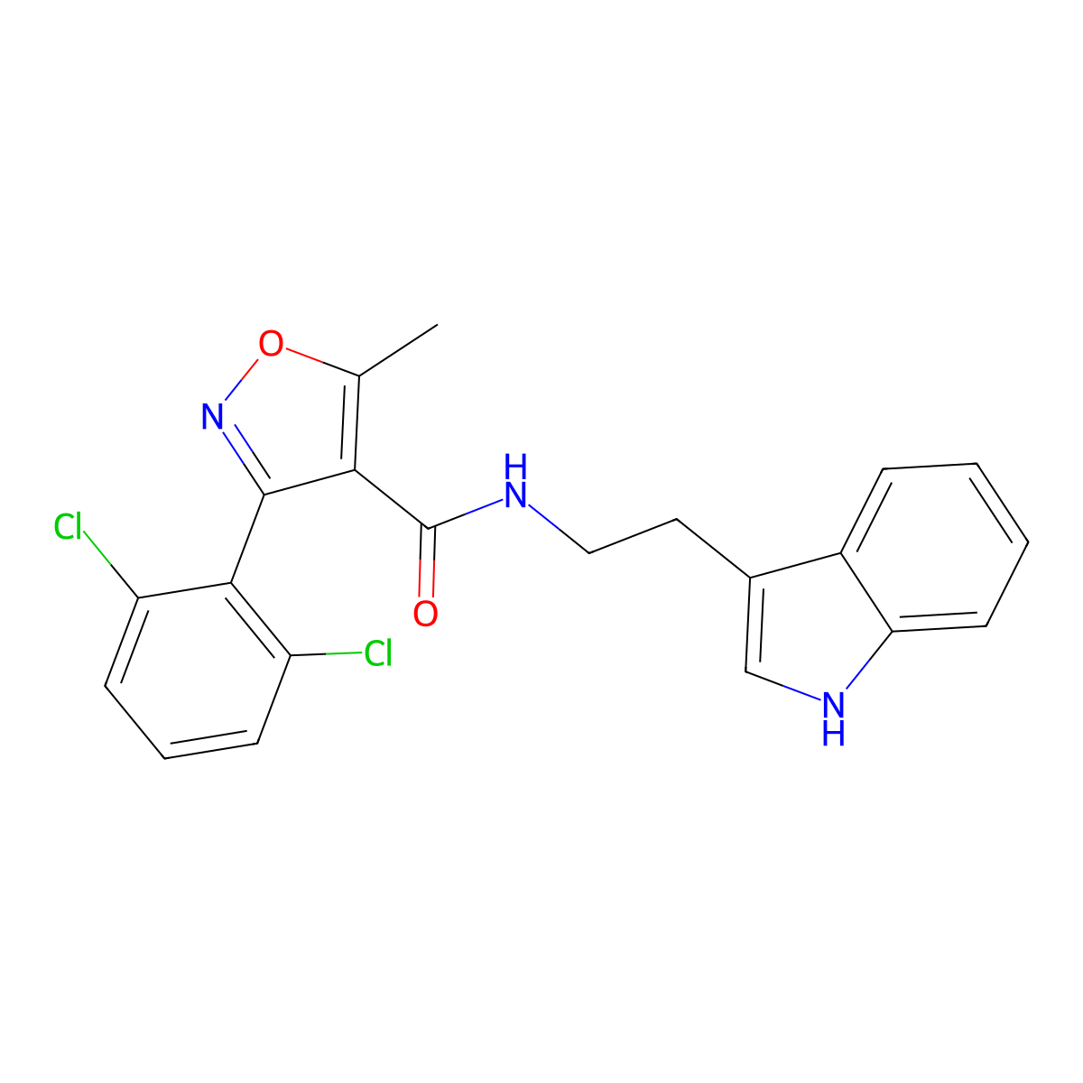 3-(2,6-dichlorophenyl)-N-[2-(1H-indol-3-yl)ethyl]-5-methyl-1,2-oxazole-4-carboxamide molecular structure, CAS 1020252-50-9