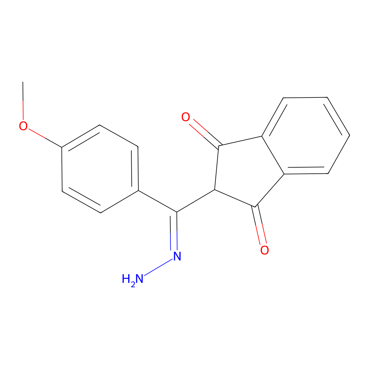 2-[(4-methoxyphenyl)methanehydrazonoyl]-2,3-dihydro-1H-indene-1,3-dione molecular structure, CAS 1020252-54-3
