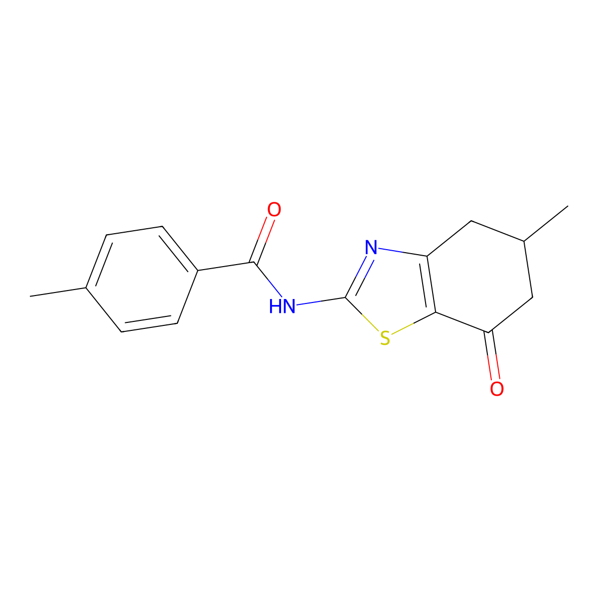 4-methyl-N-(5-methyl-7-oxo-4,5,6,7-tetrahydro-1,3-benzothiazol-2-yl)benzamide molecular structure, CAS 1020252-55-4