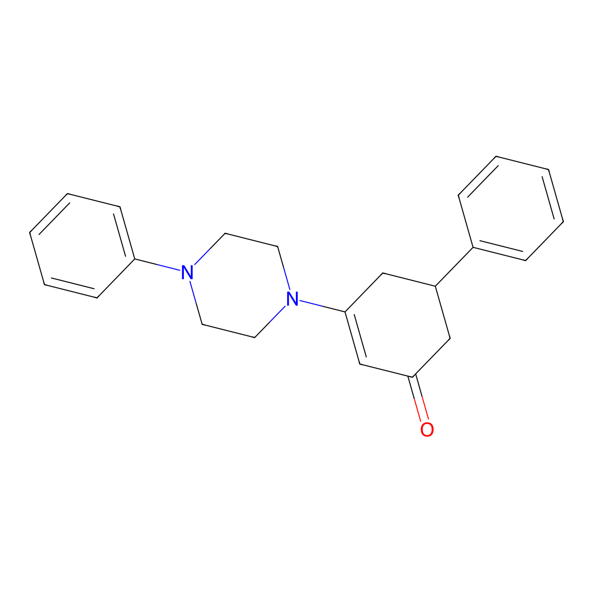 5-Phenyl-3-(4-phenylpiperazin-1-yl)cyclohex-2-en-1-one molecular structure, CAS 1020252-58-7