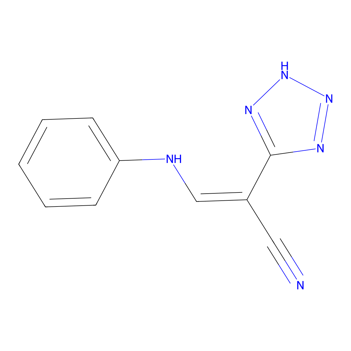 (E)-3-anilino-2-(2H-tetrazol-5-yl)prop-2-enenitrile molecular structure, CAS 1020252-60-1