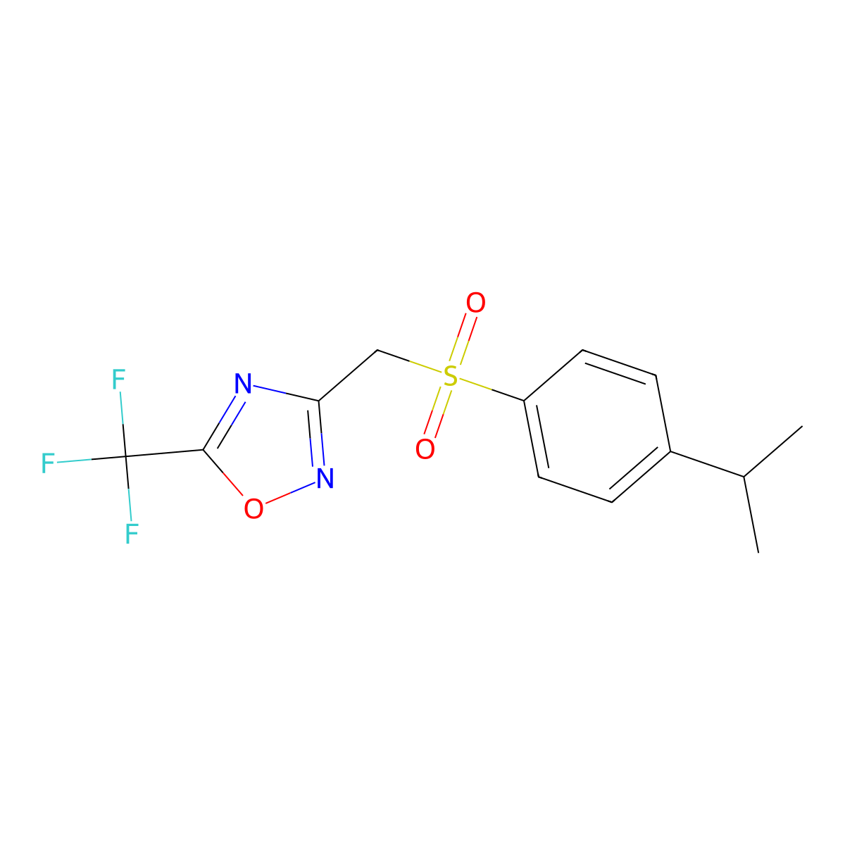 3-[(4-Propan-2-ylphenyl)sulfonylmethyl]-5-(trifluoromethyl)-1,2,4-oxadiazole molecular structure, CAS 1020252-61-2