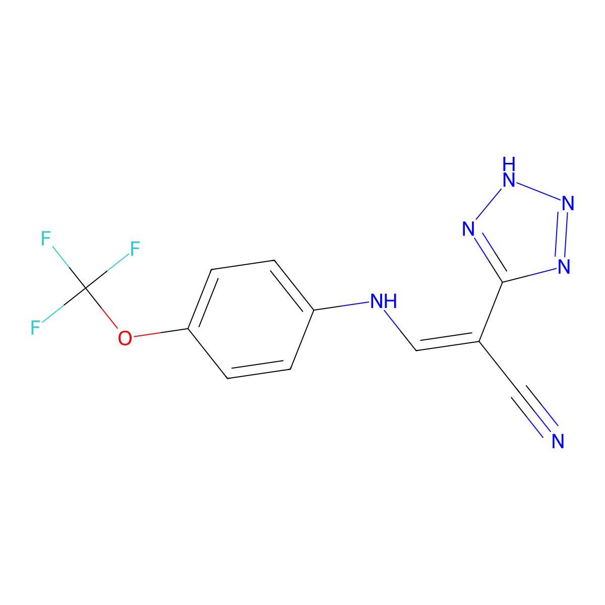 2-(2H-1,2,3,4-tetrazol-5-yl)-3-{[4-(trifluoromethoxy)phenyl]amino}prop-2-enenitrile molecular structure, CAS 1020252-67-8