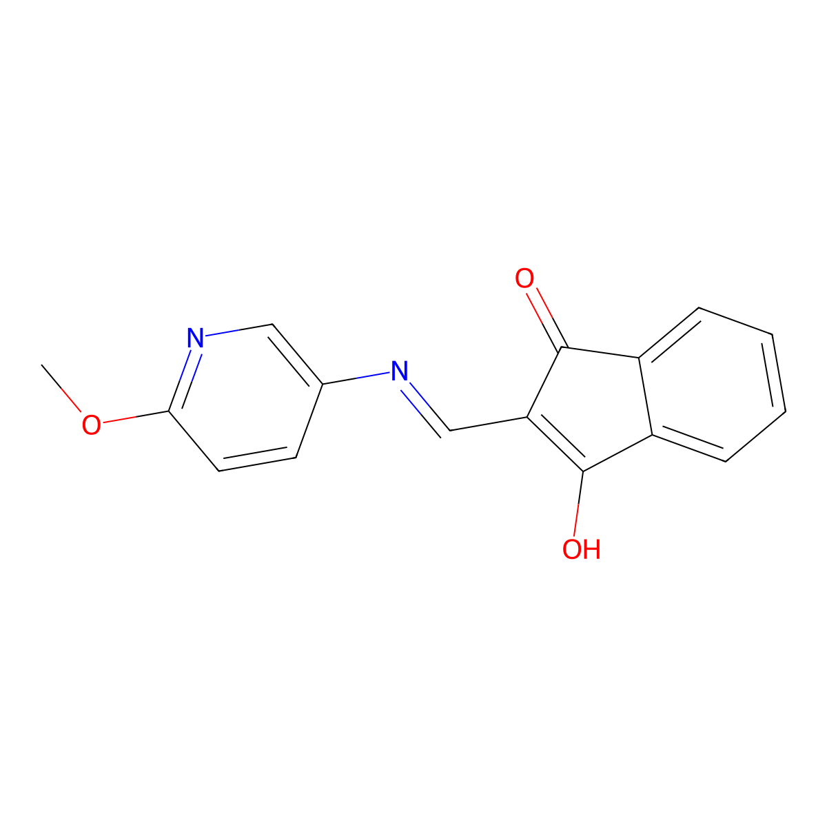 2-(((6-Methoxy-3-pyridyl)amino)methylene)indane-1,3-dione molecular structure, CAS 1020252-69-0
