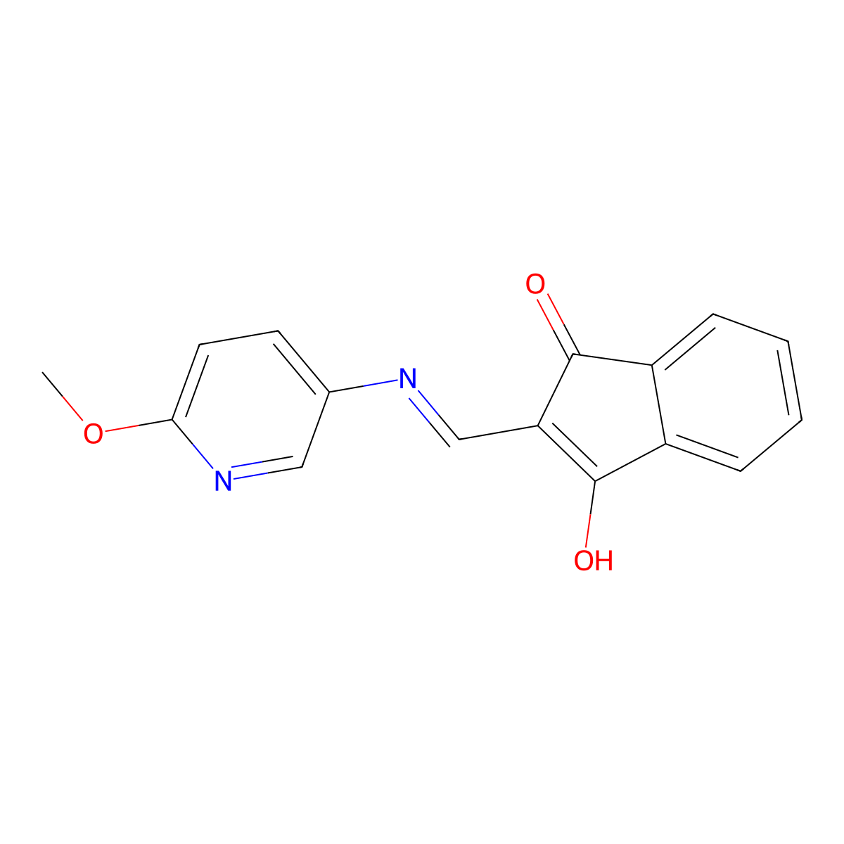2-(((6-Methoxy-3-pyridyl)amino)methylene)indane-1,3-dione molecular structure, CAS 1020252-69-0