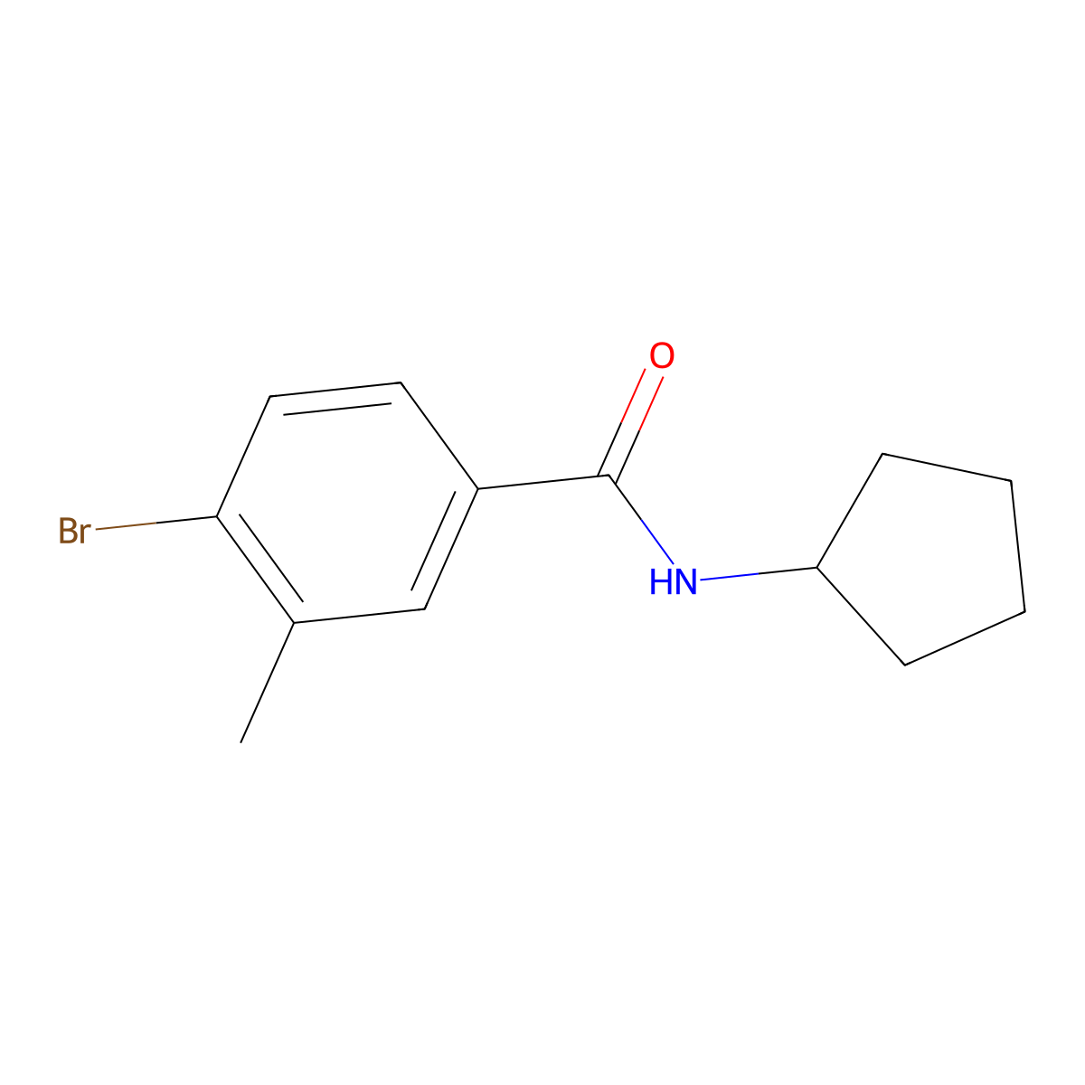4-Bromo-N-cyclopentyl-3-methylbenzamide molecular structure, CAS 1020252-78-1