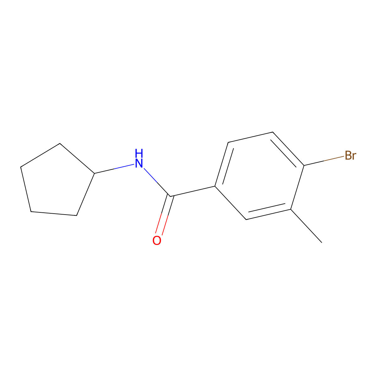 4-Bromo-N-cyclopentyl-3-methylbenzamide molecular structure, CAS 1020252-78-1