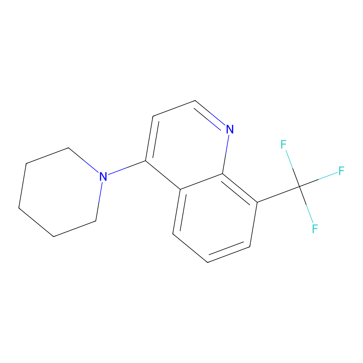 4-(Piperidin-1-YL)-8-(trifluoromethyl)quinoline molecular structure, CAS 1020252-84-9