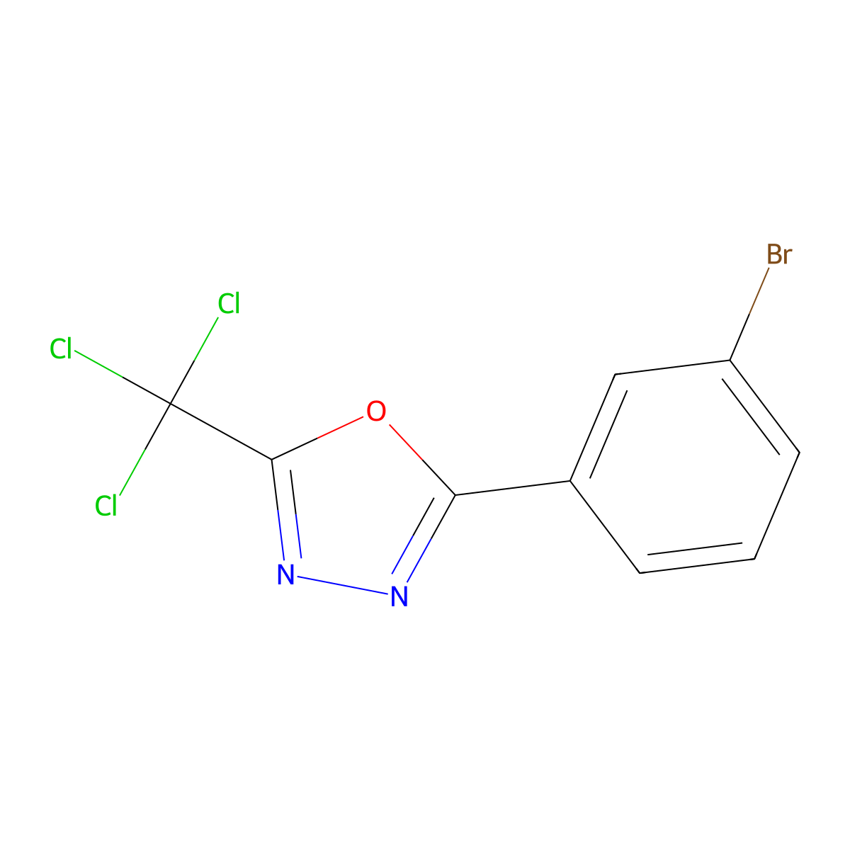 2-(3-Bromophenyl)-5-(trichloromethyl)-1,3,4-oxadiazole molecular structure, CAS 1020252-87-2