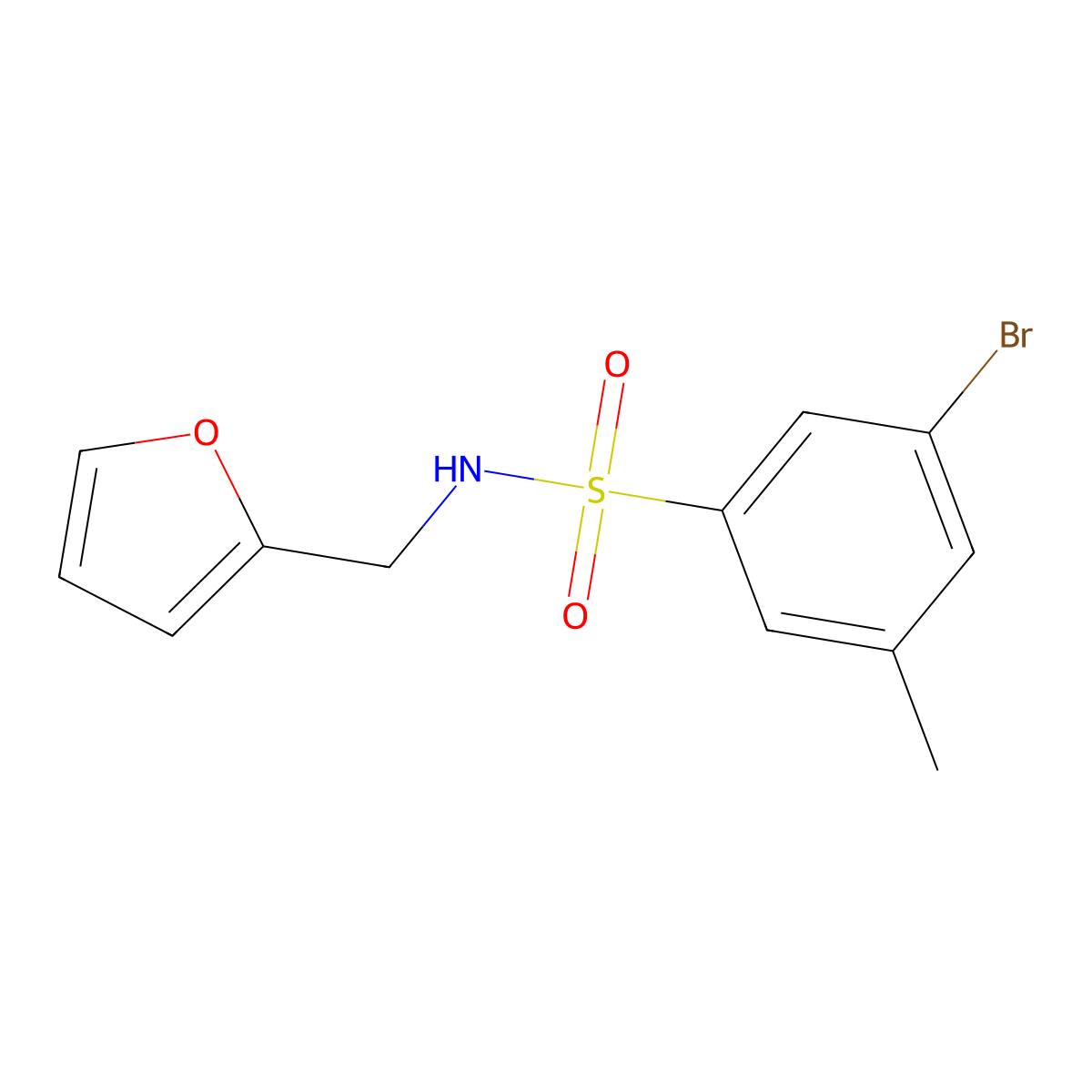 3-Bromo-N-(furan-2-ylmethyl)-5-methylbenzenesulfonamide molecular structure, CAS 1020252-90-7
