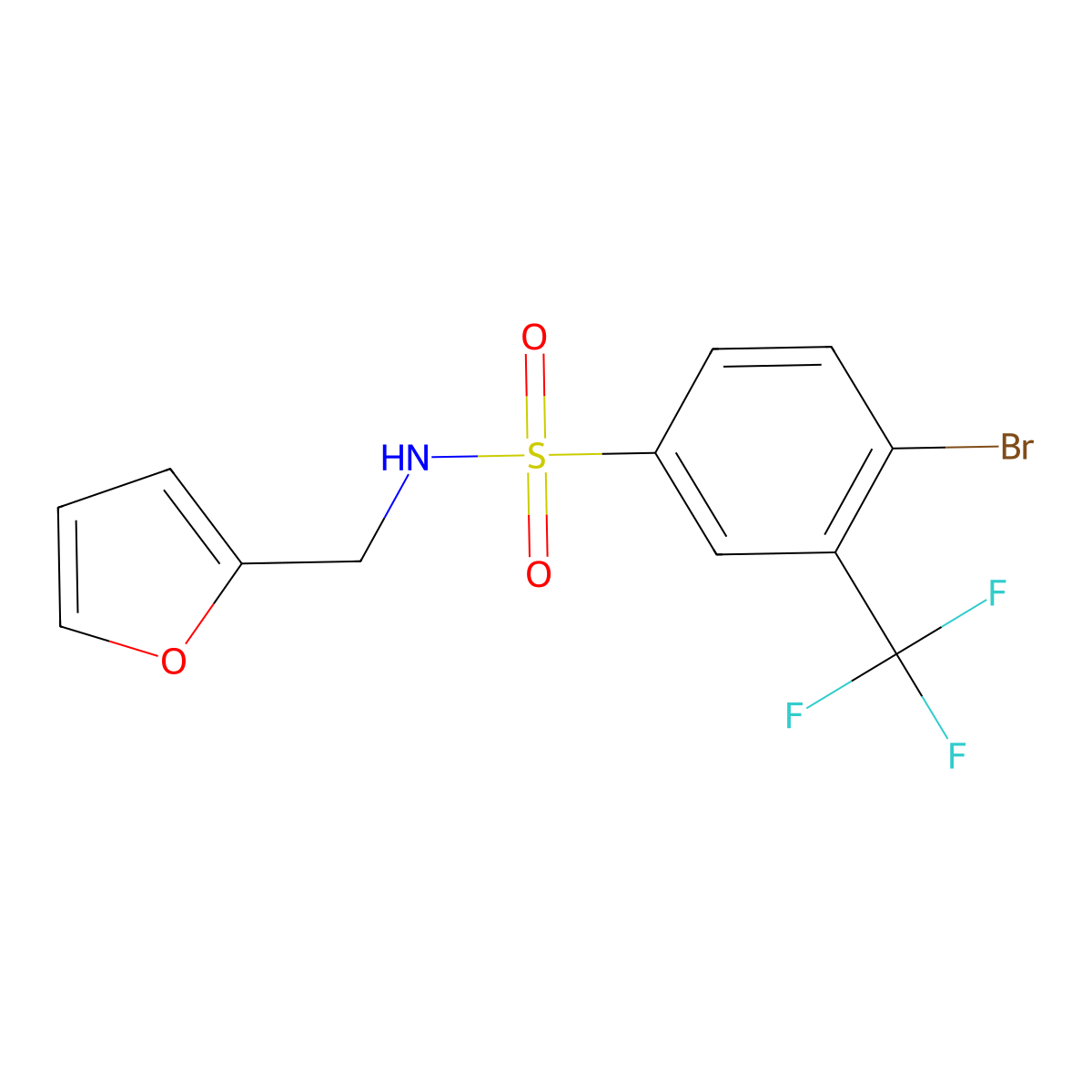 N-(Furan-2-ylmethyl) 4-bromo-3-trifluoromethylbenzenesulfonamide molecular structure, CAS 1020252-97-4