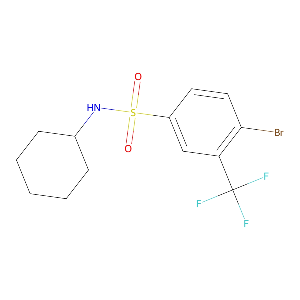 4-Bromo-N-cyclohexyl-3-(trifluoromethyl)benzenesulfonamide molecular structure, CAS 1020253-02-4