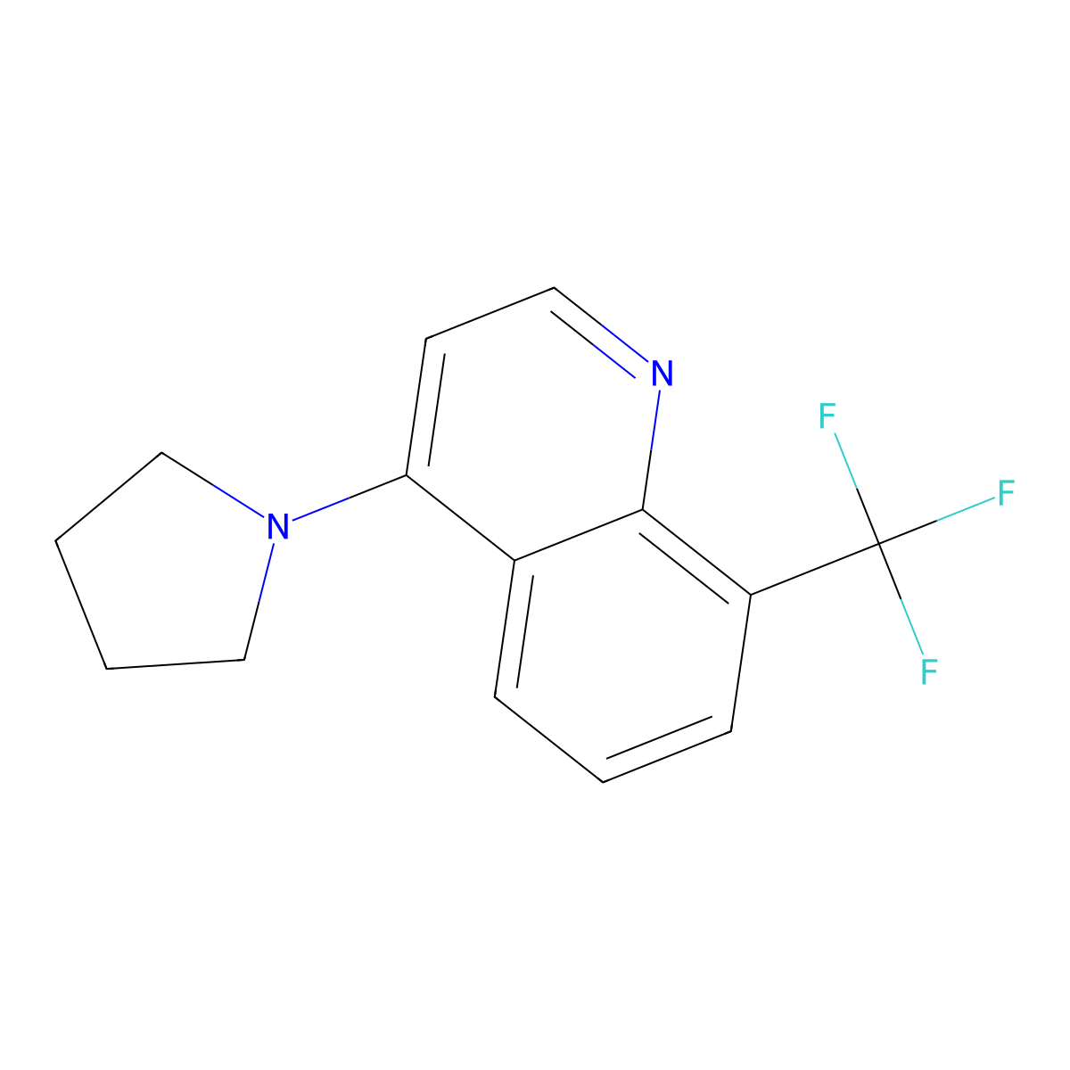 4-(Pyrrolidin-1-YL)-8-(trifluoromethyl)quinoline molecular structure, CAS 1020253-07-9