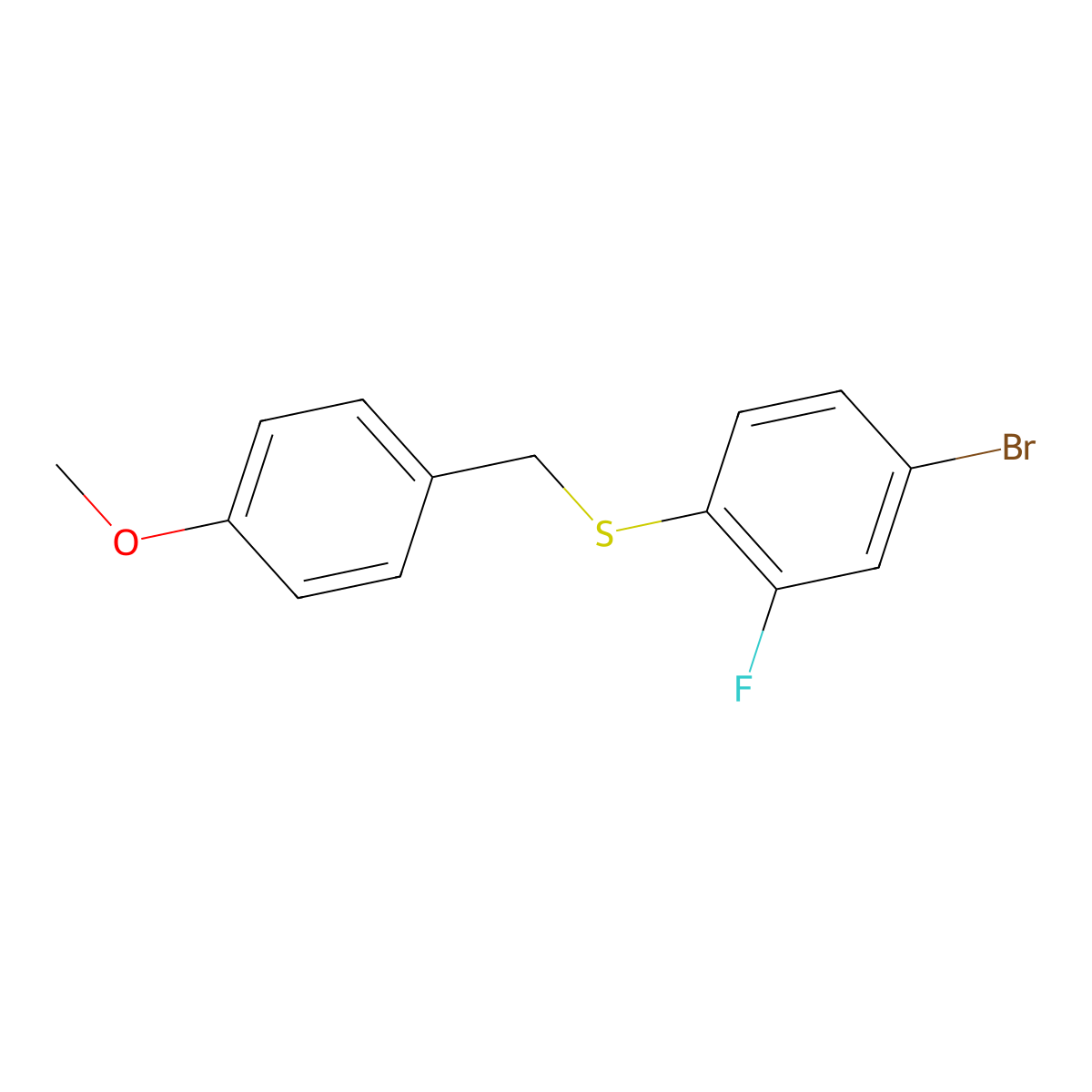 (4-Bromo-2-fluorophenyl)(4-methoxybenzyl)sulfane molecular structure, CAS 1020253-12-6