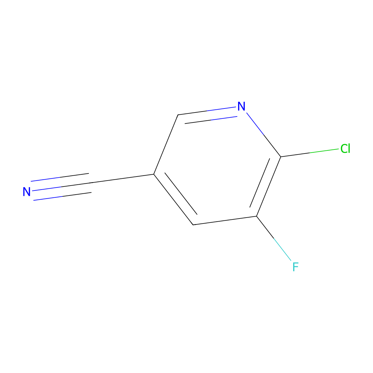 6-Chloro-5-fluoronicotinonitrile molecular structure, CAS 1020253-14-8