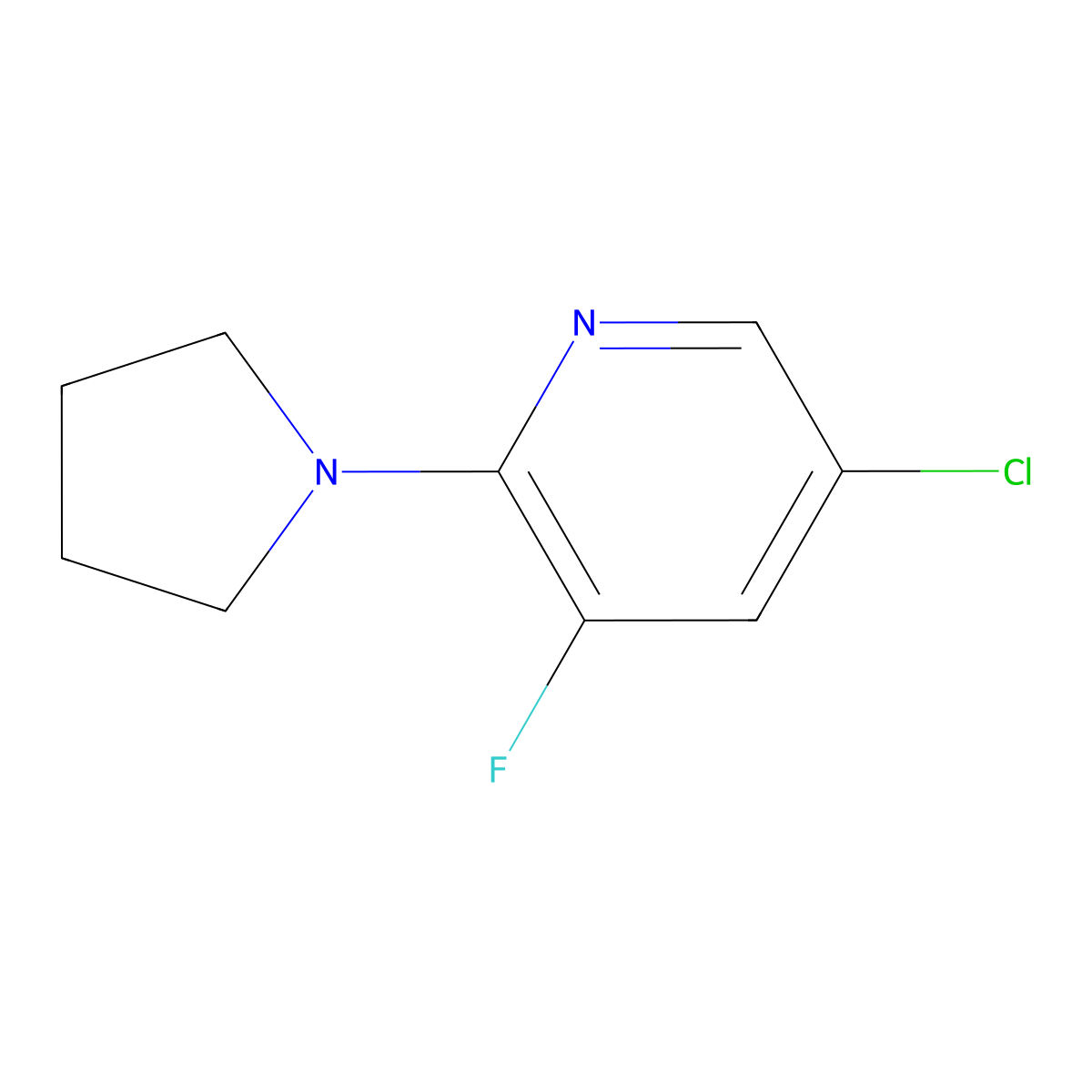 5-Chloro-3-fluoro-2-(pyrrolidin-1-yl)pyridine molecular structure, CAS 1020253-18-2