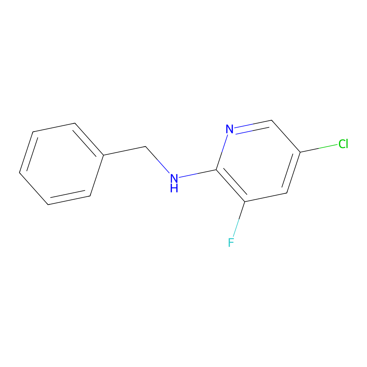 N-Benzyl-5-chloro-3-fluoropyridin-2-amine molecular structure, CAS 1020253-20-6