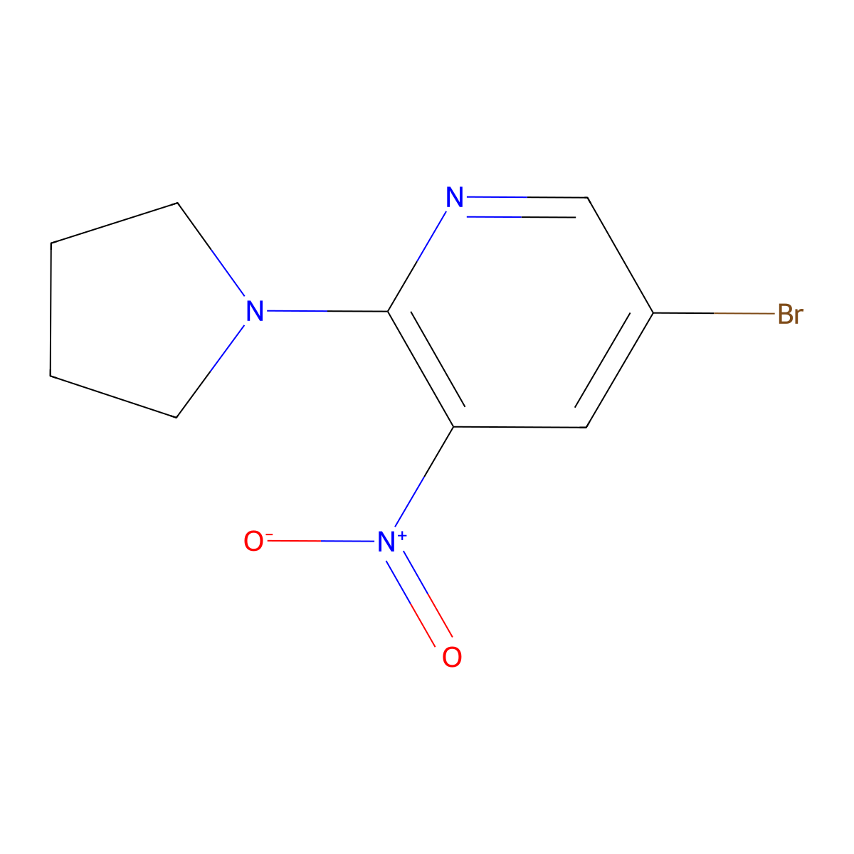 5-Bromo-3-nitro-2-(pyrrolidin-1-YL)pyridine molecular structure, CAS 1020253-22-8