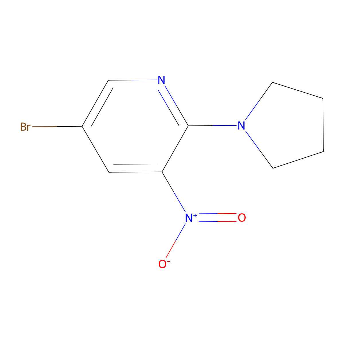 5-Bromo-3-nitro-2-(pyrrolidin-1-YL)pyridine molecular structure, CAS 1020253-22-8