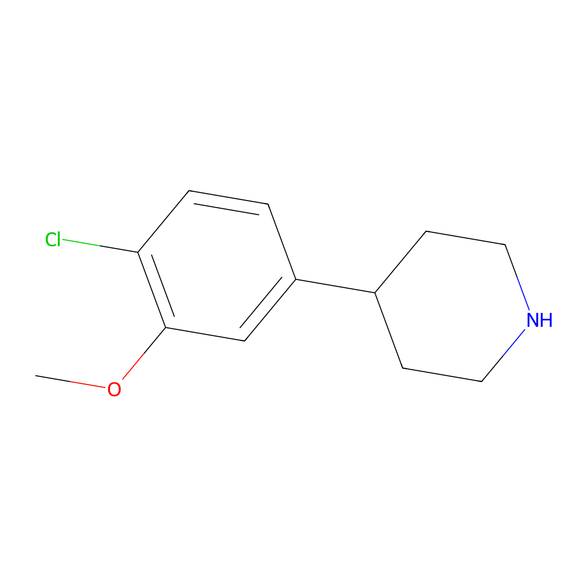 4-(4-Chloro-3-methoxyphenyl)piperidine molecular structure, CAS 1020276-38-3