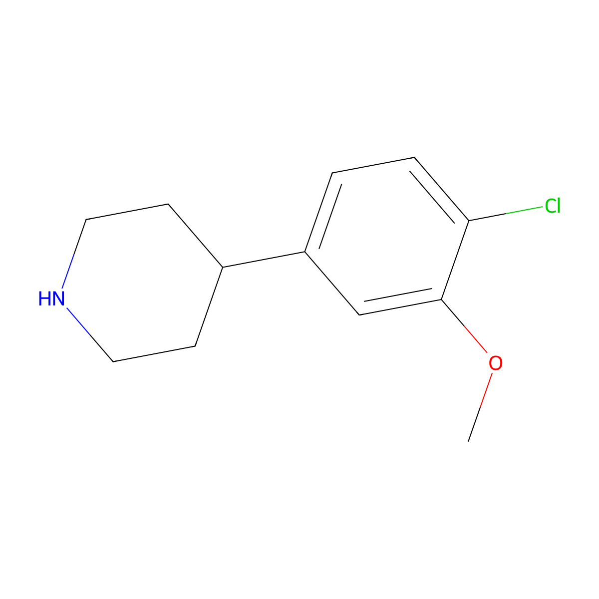 4-(4-Chloro-3-methoxyphenyl)piperidine molecular structure, CAS 1020276-38-3