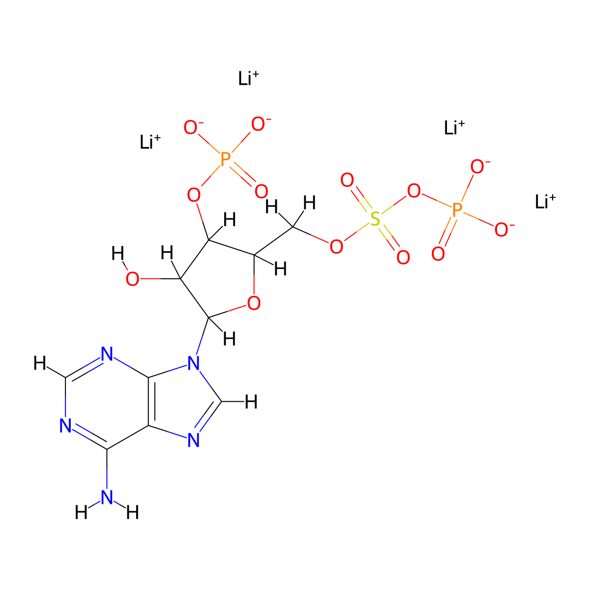 Adenosine 3'-Phosphate 5'-Phosphosulfate, Tetralithium Salt molecular structure, CAS 102029-54-9