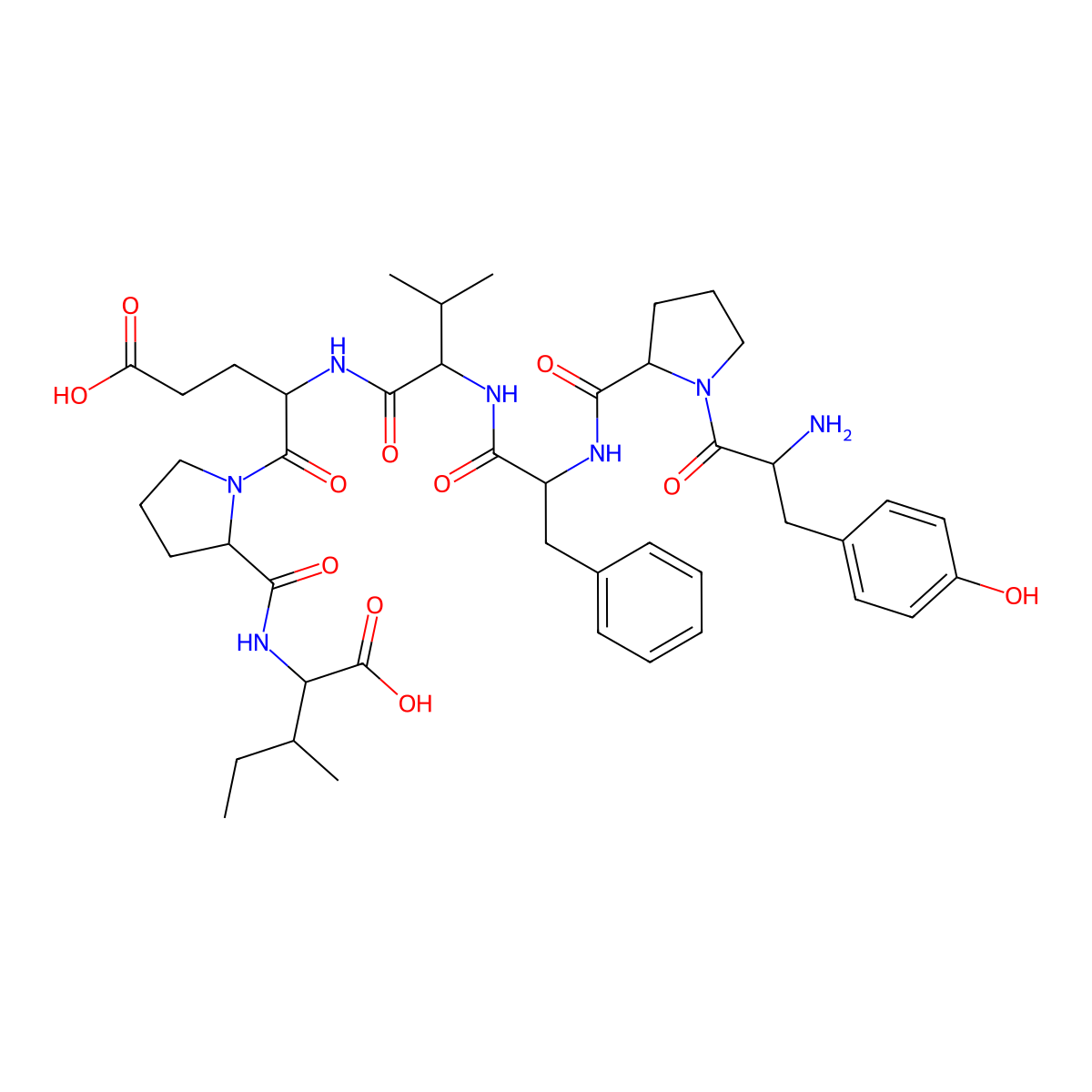 Tyrosylprolylphenylalanylvalyl-alpha-glutamylprolylisoleucine molecular structure, CAS 102029-74-3