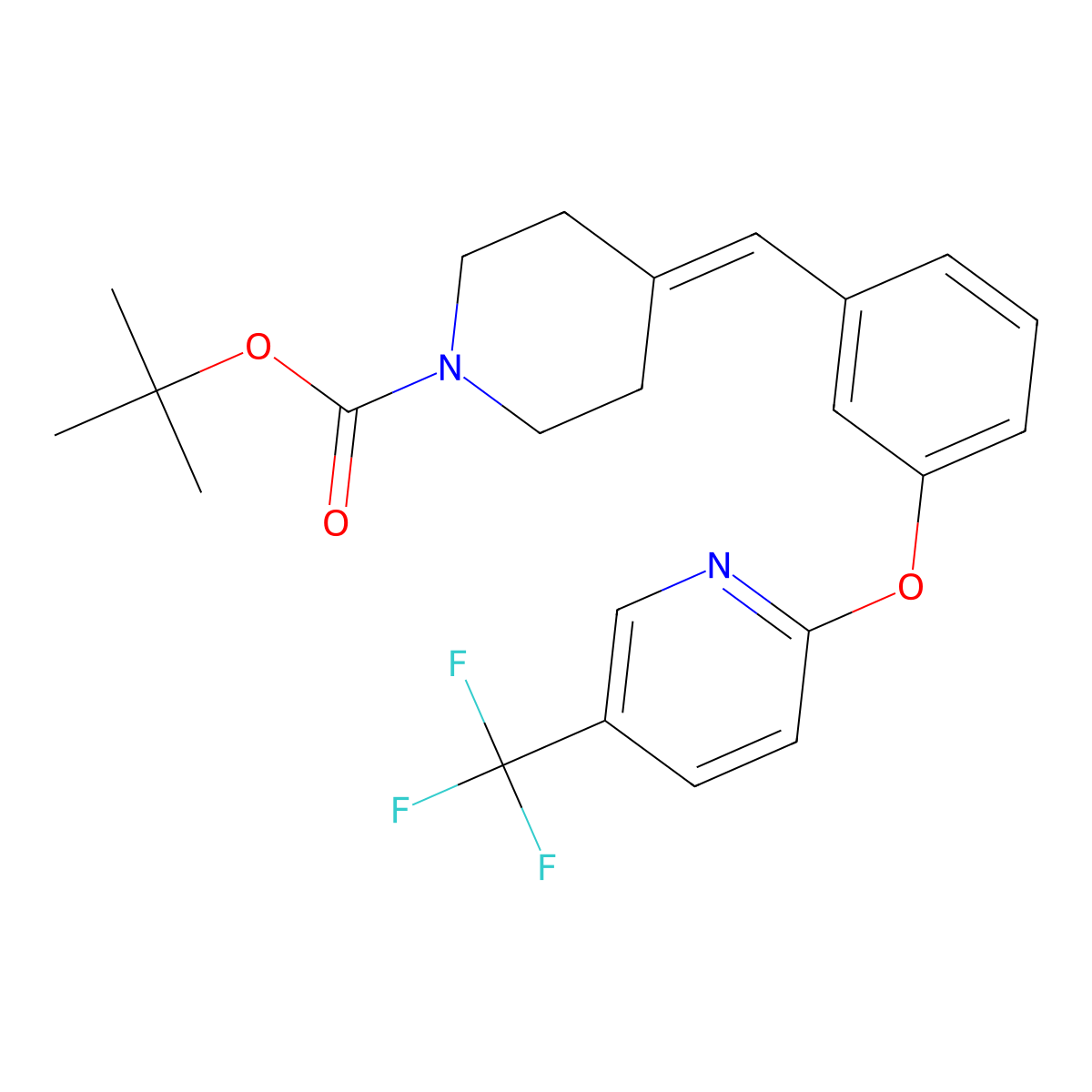 tert-Butyl 4-(3-((5-(trifluoromethyl)pyridin-2-yl)oxy)benzylidene)piperidine-1-carboxylate molecular structure, CAS 1020325-45-4