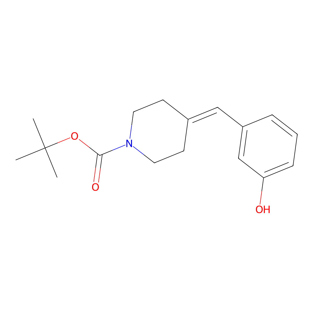 Tert-butyl 4-(3-hydroxybenzylidene)piperidine-1-carboxylate molecular structure, CAS 1020329-87-6
