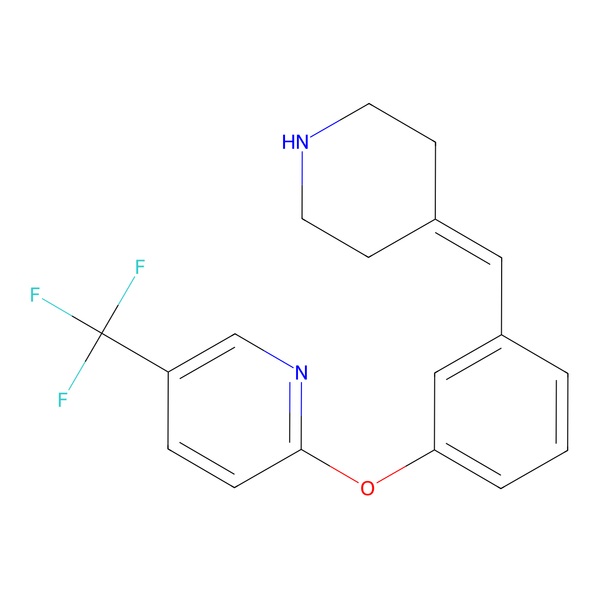 2-(3-(Piperidin-4-ylidenemethyl)phenoxy)-5-(trifluoromethyl)pyridine molecular structure, CAS 1020336-04-2