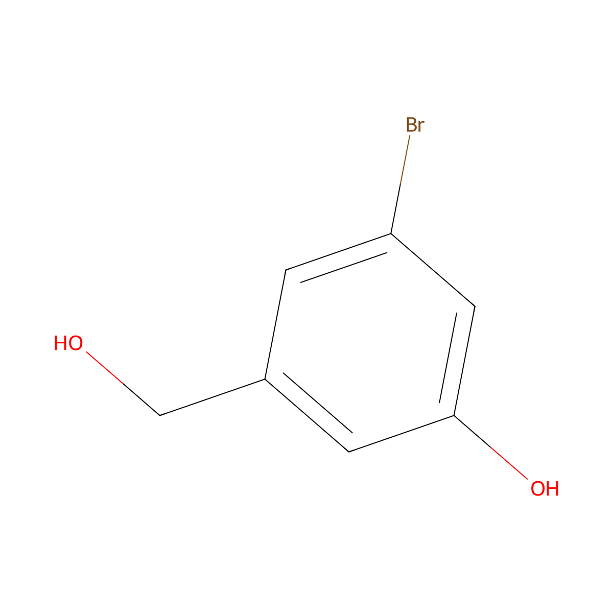 3-Bromo-5-hydroxybenzenemethanol molecular structure, CAS 1020336-51-9