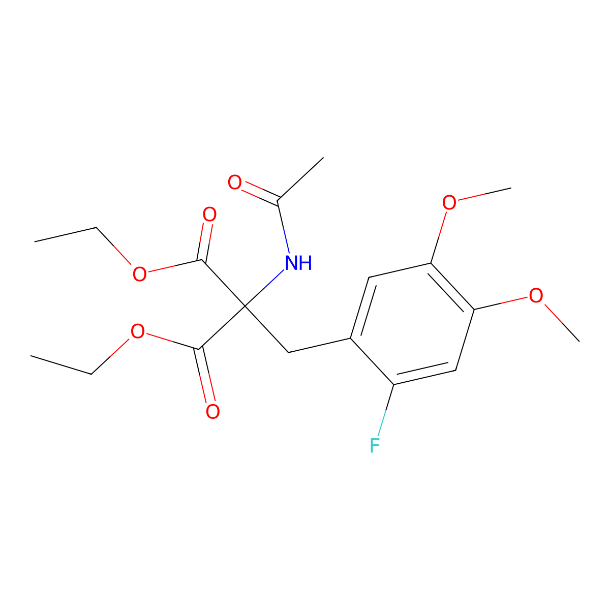 Diethyl 2-acetamido-2-[(2-fluoro-4,5-dimethoxyphenyl)methyl]propanedioate molecular structure, CAS 102034-51-5