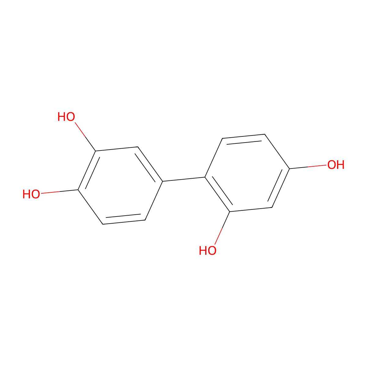 (1,1'-Biphenyl)-2,3',4,4'-tetrol molecular structure, CAS 102036-30-6
