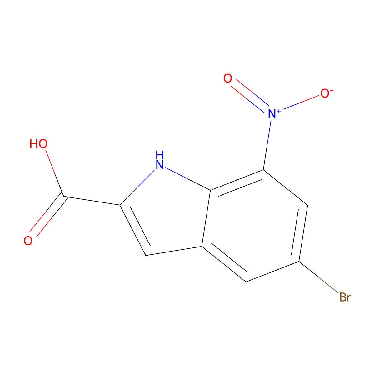5-bromo-7-nitro-1H-indole-2-carboxylic acid molecular structure, CAS 1020369-72-5