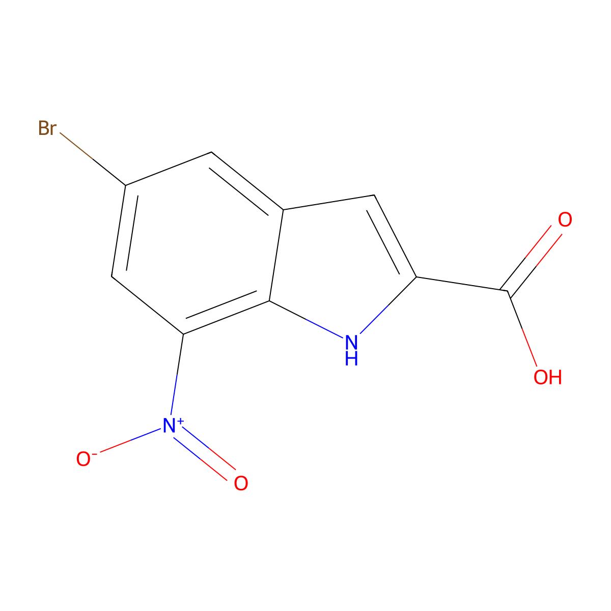 5-bromo-7-nitro-1H-indole-2-carboxylic acid molecular structure, CAS 1020369-72-5