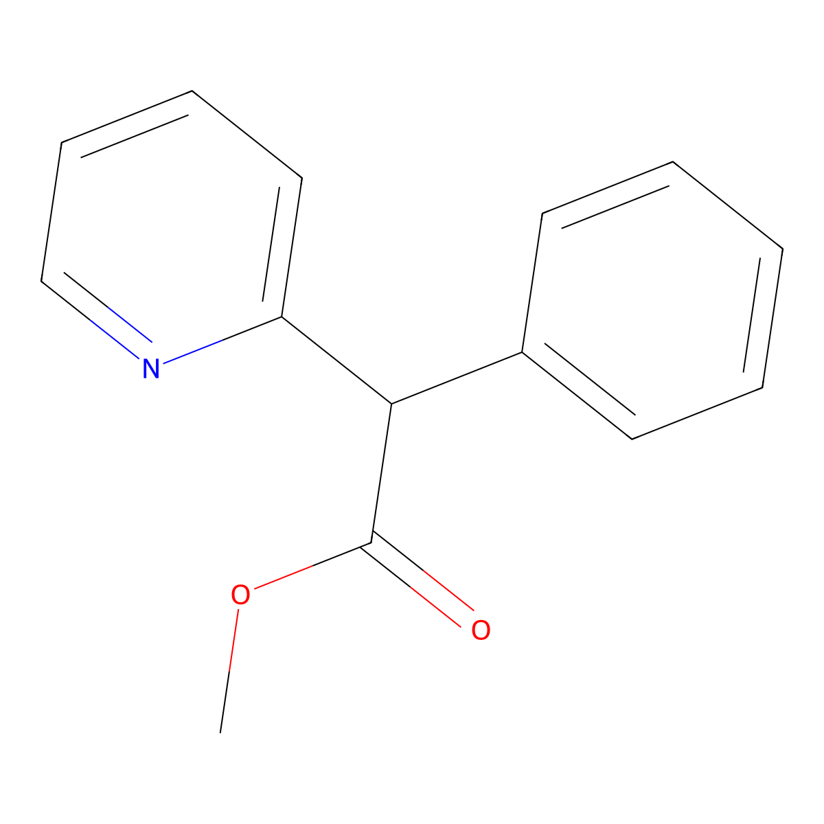 (RS)-phenyl-pyridin-2-yl-acetic acid methyl ester molecular structure, CAS 102037-93-4