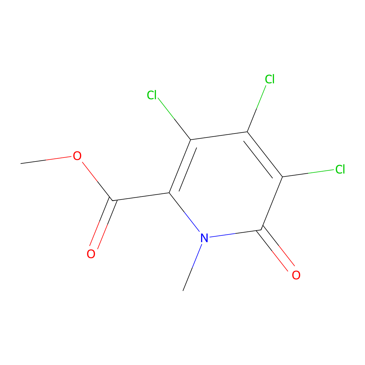 Methyl 3,4,5-trichloro-1-methyl-6-oxo-1,6-dihydropyridine-2-carboxylate molecular structure, CAS 1020409-17-9