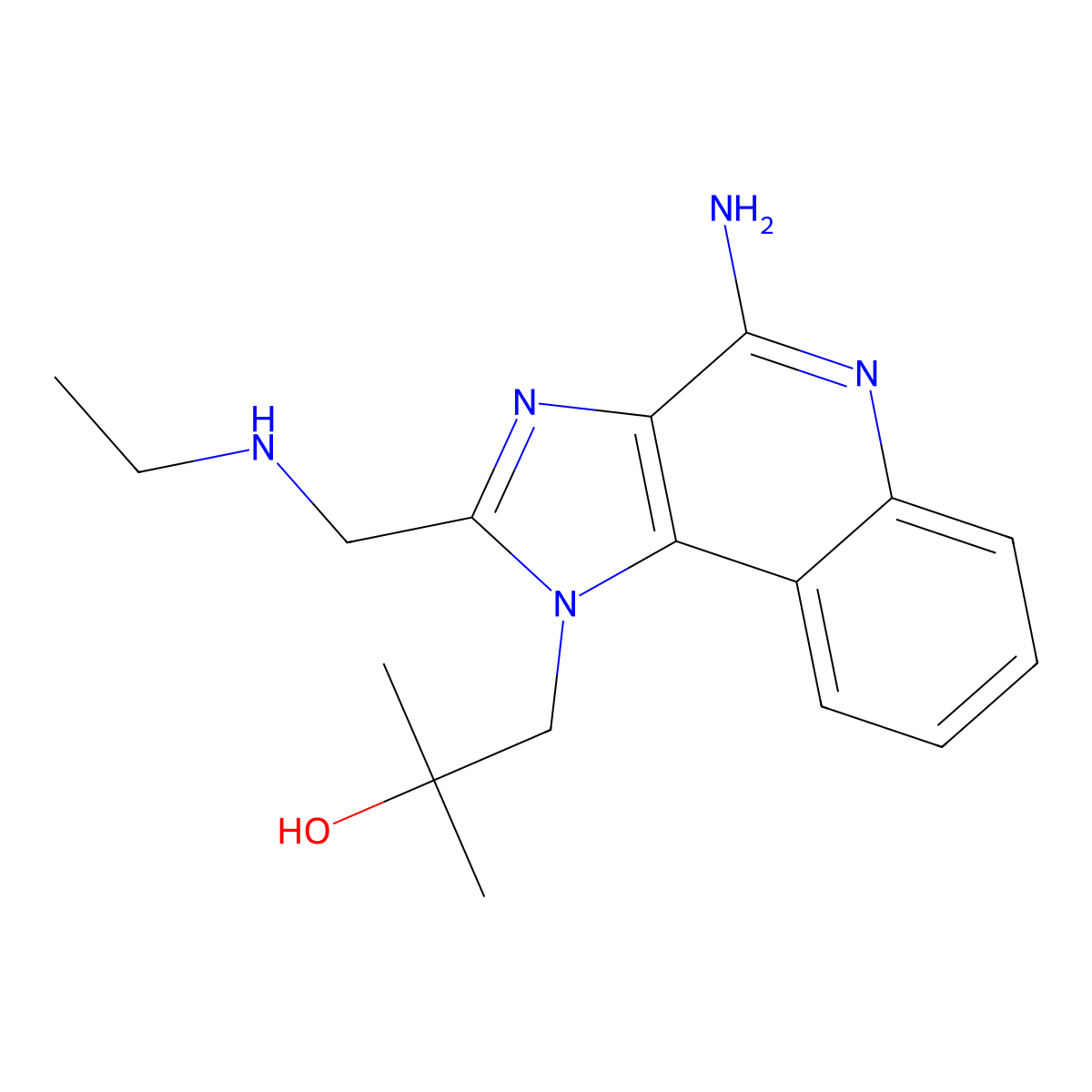 4-Amino-2-((ethylamino)methyl)-alpha,alpha-dimethyl-1H-imidazo(4,5-c)quinoline-1-ethanol molecular structure, CAS 1020412-43-4