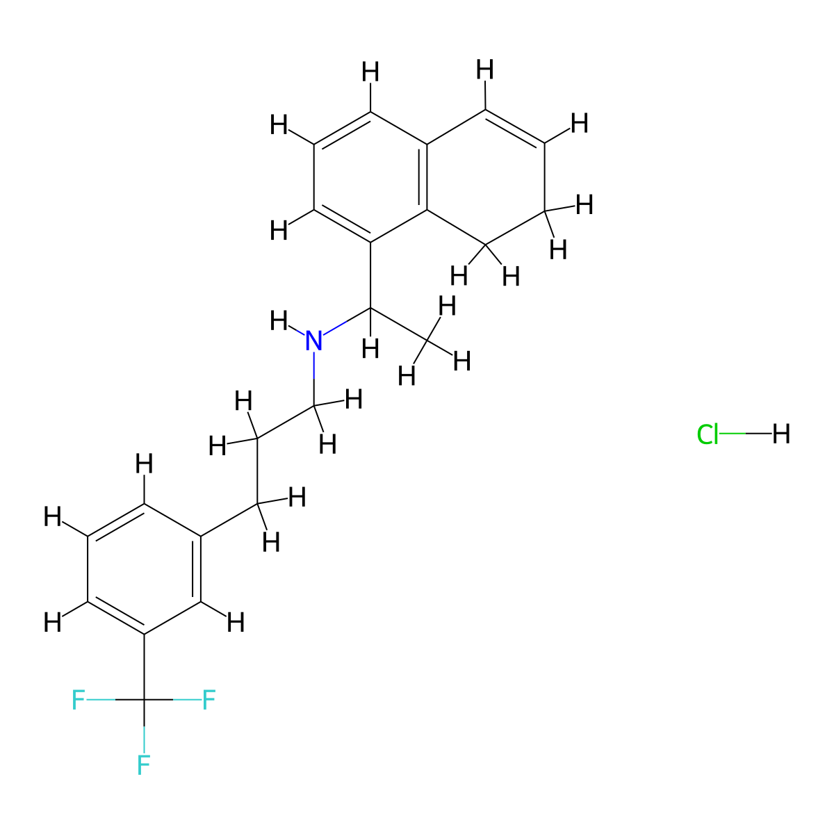 N-(1-(7,8-dihydronaphthalen-1-yl)ethyl)-3-(3-(trifluoromethyl)phenyl)propan-1-amine hydrochloride molecular structure, CAS 1020414-33-8
